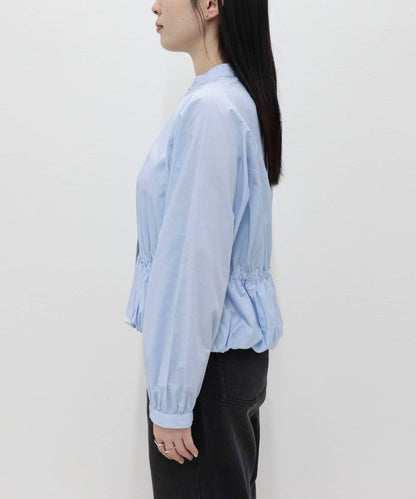 短款泡泡袖前開襟襯衫