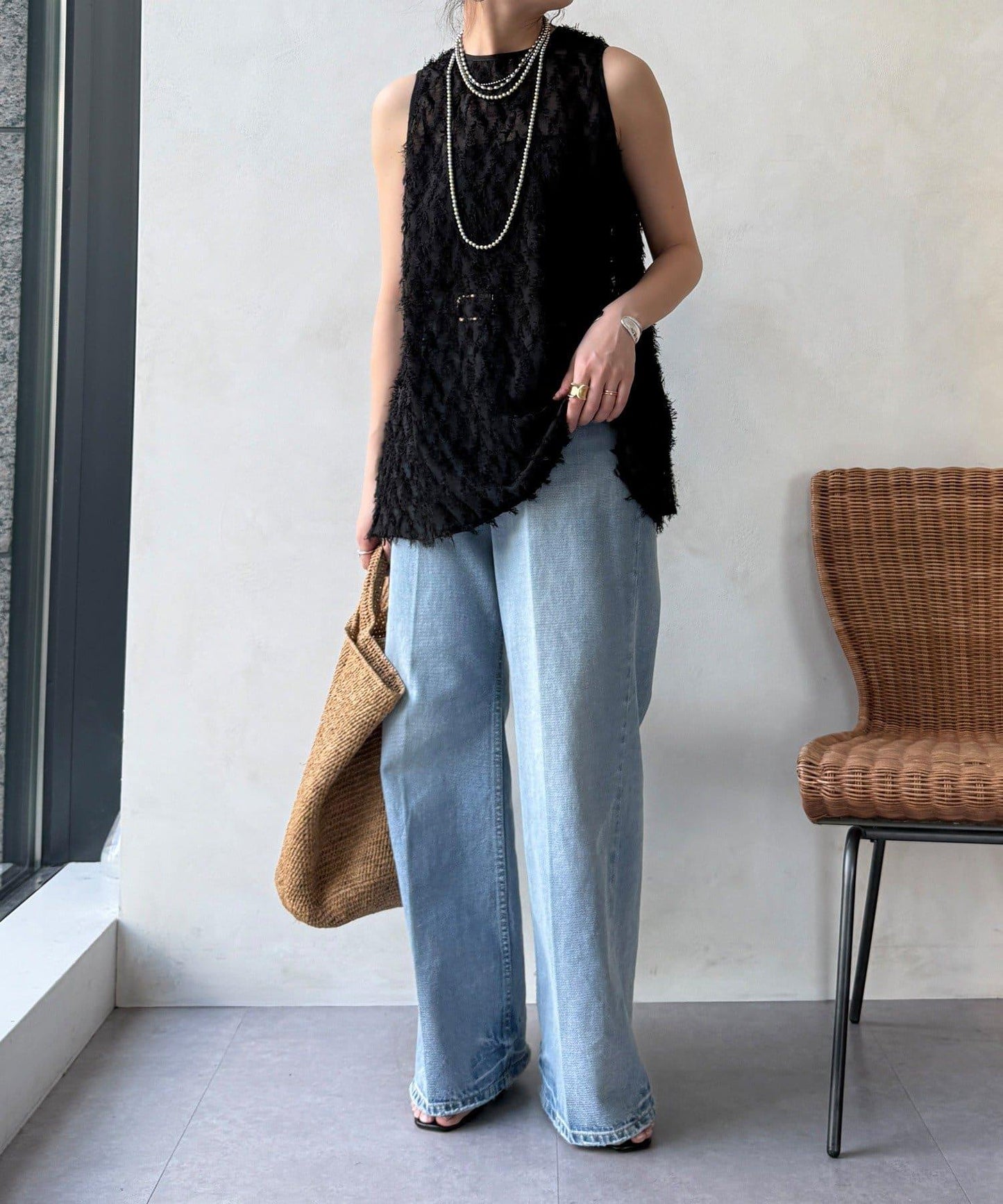 流蘇提花無袖上衣