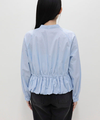 短款泡泡袖前開襟襯衫