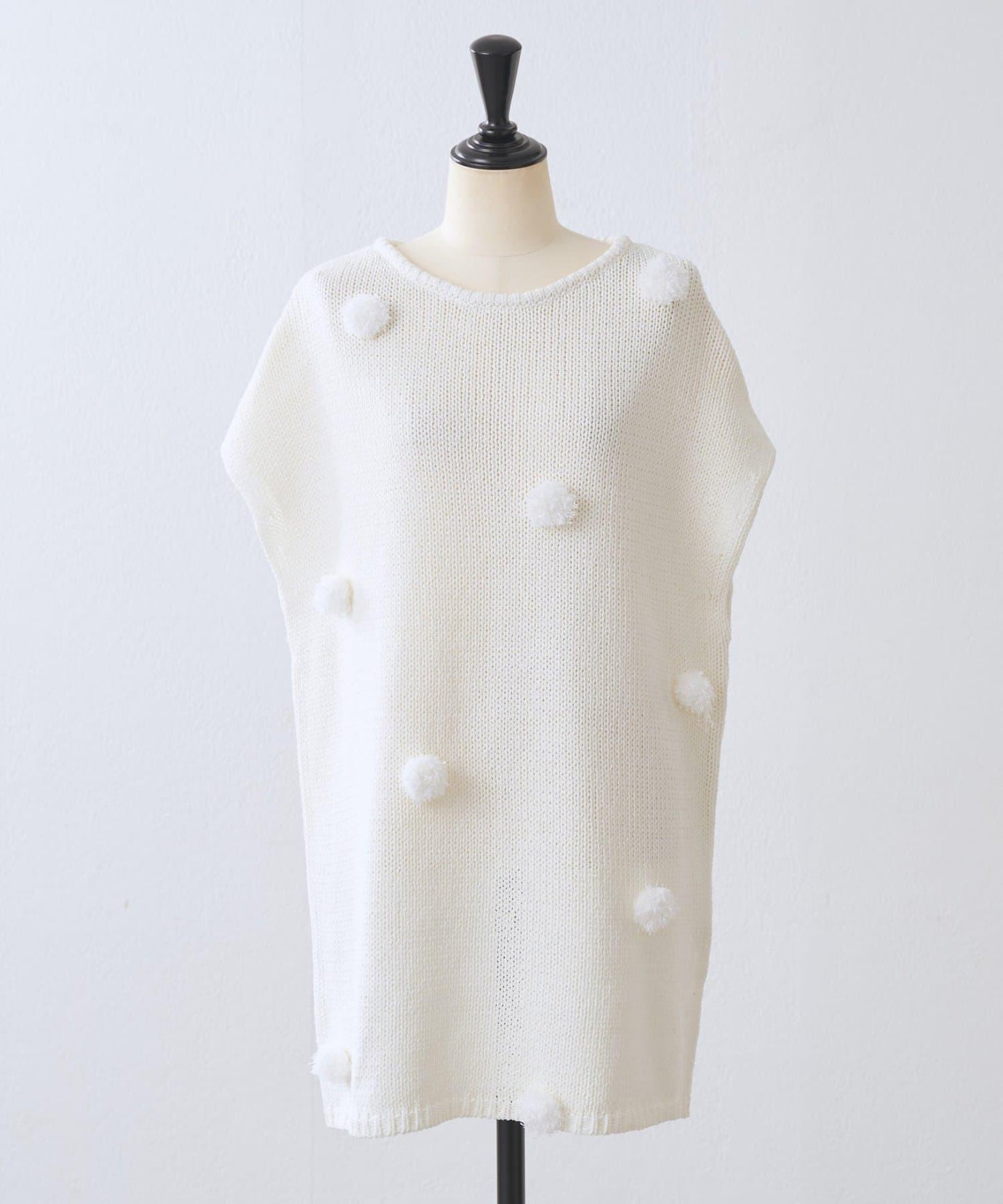 毛球裝飾 法式風格 針織套頭衫