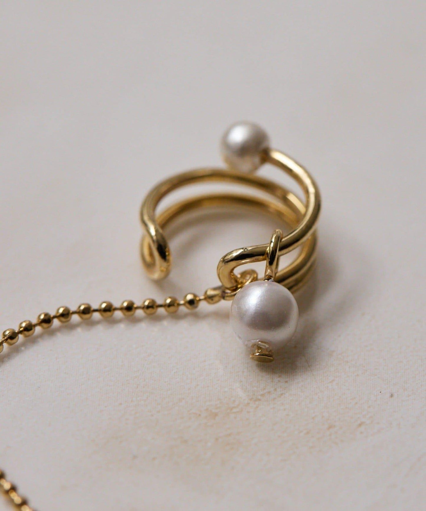 球鏈珍珠設計耳扣