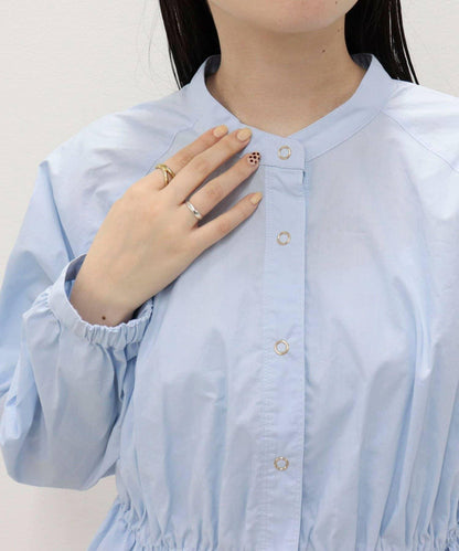 短款泡泡袖前開襟襯衫