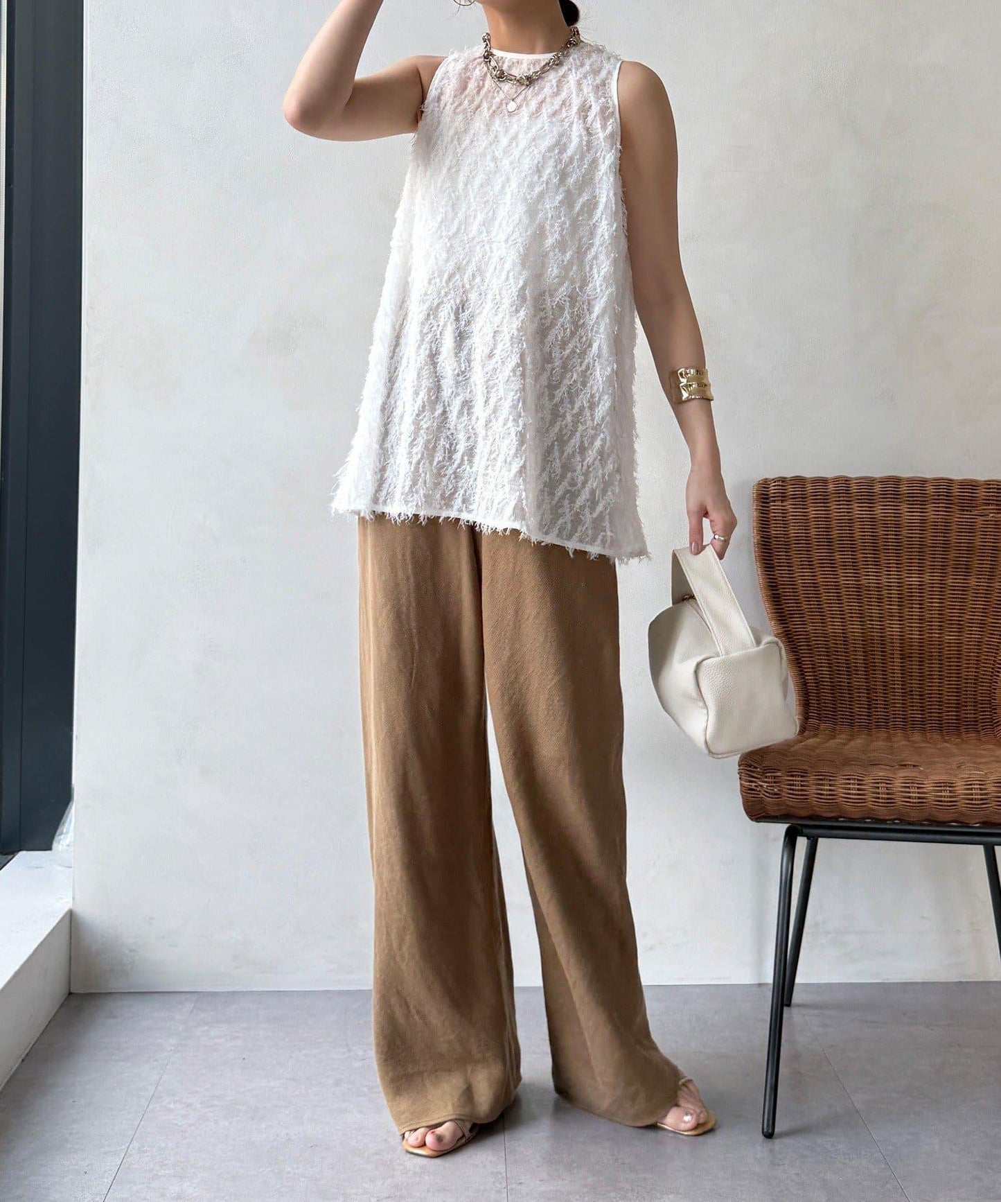 流蘇提花無袖上衣