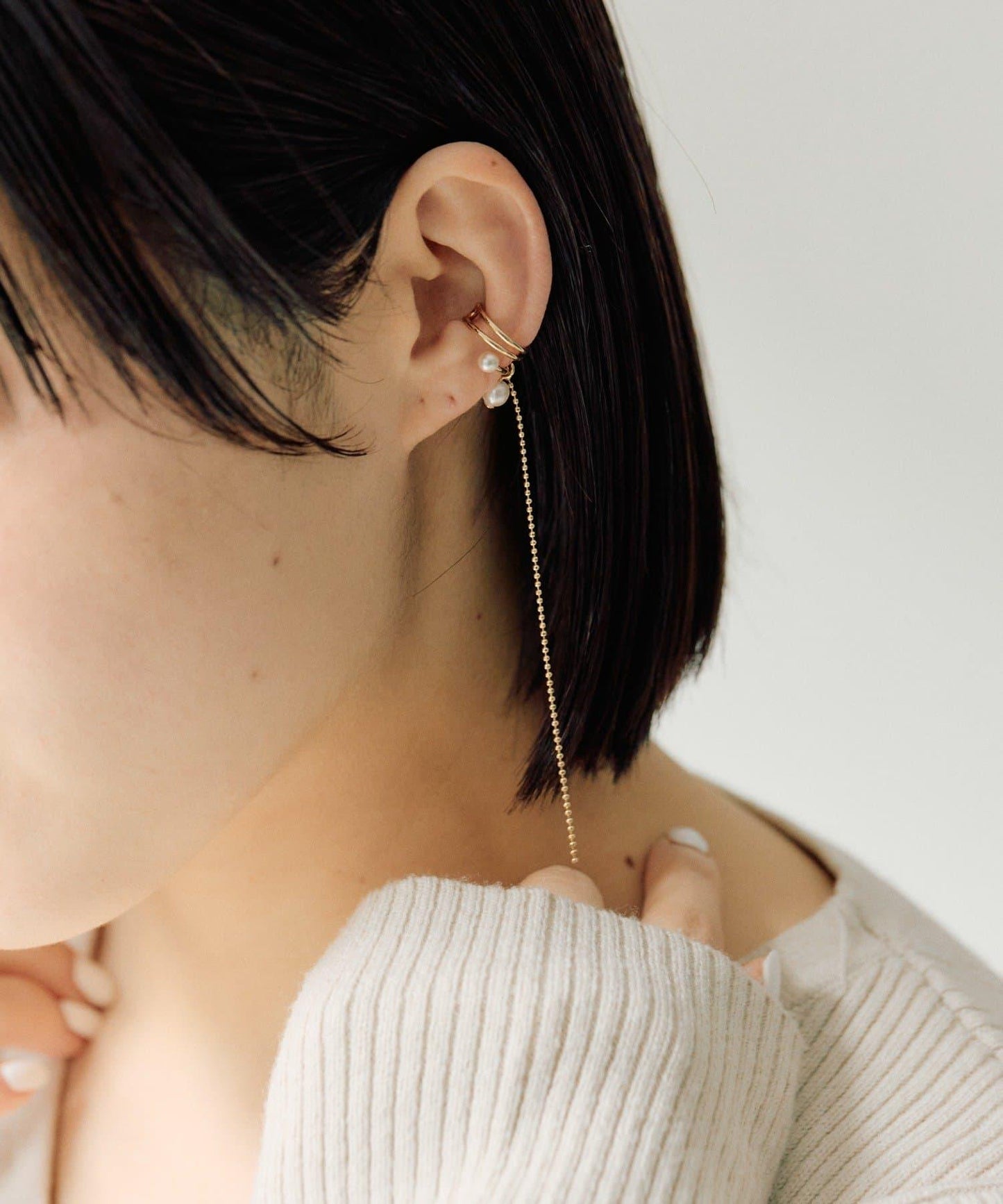 球鏈珍珠設計耳扣