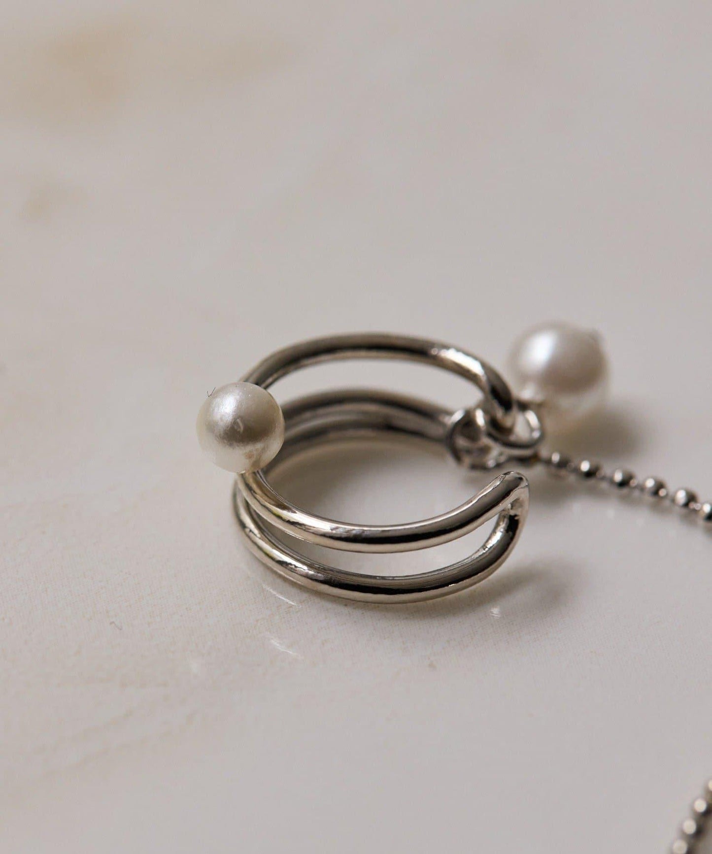 球鏈珍珠設計耳扣