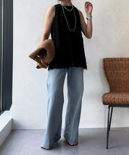 流蘇提花無袖上衣