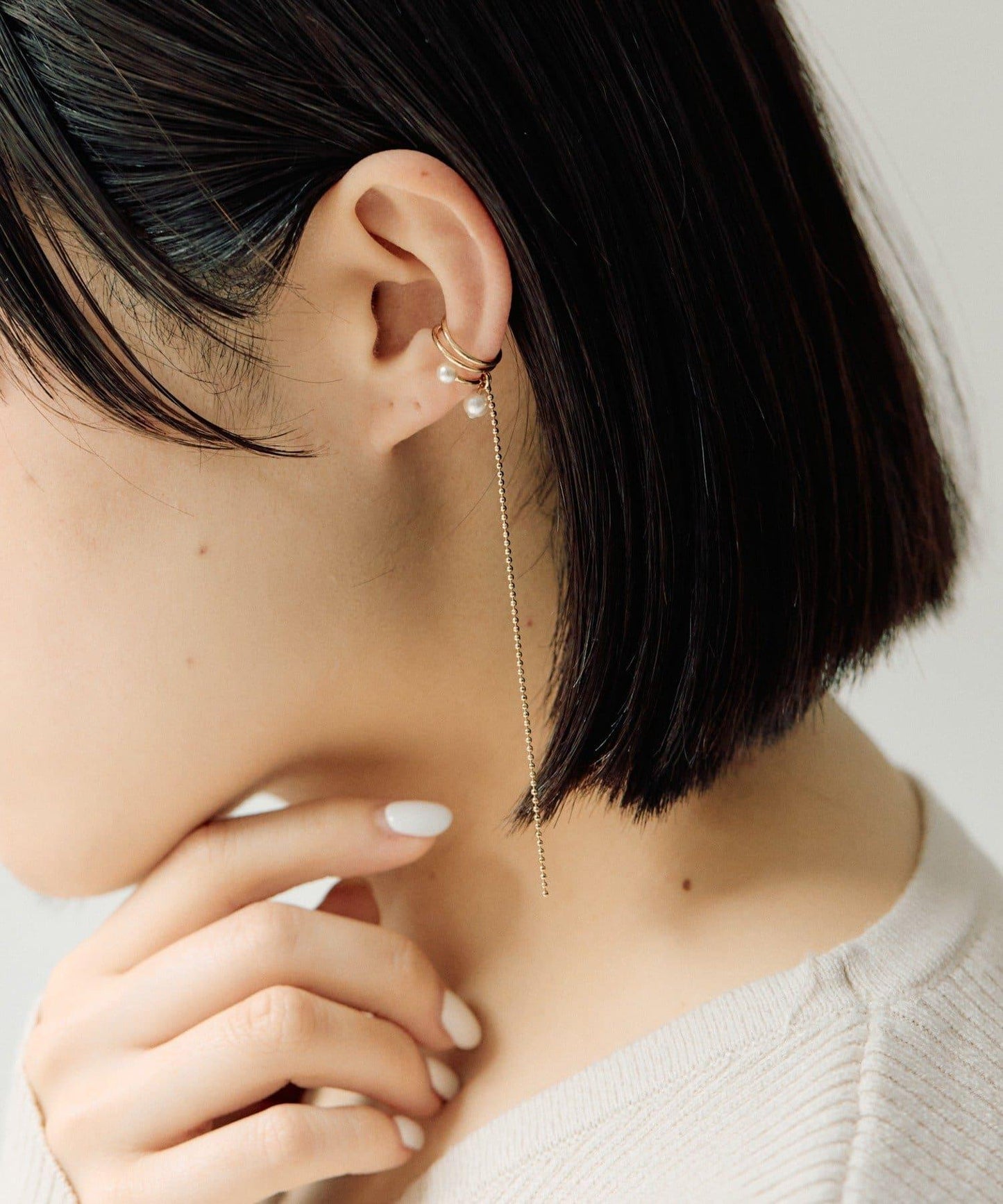 球鏈珍珠設計耳扣