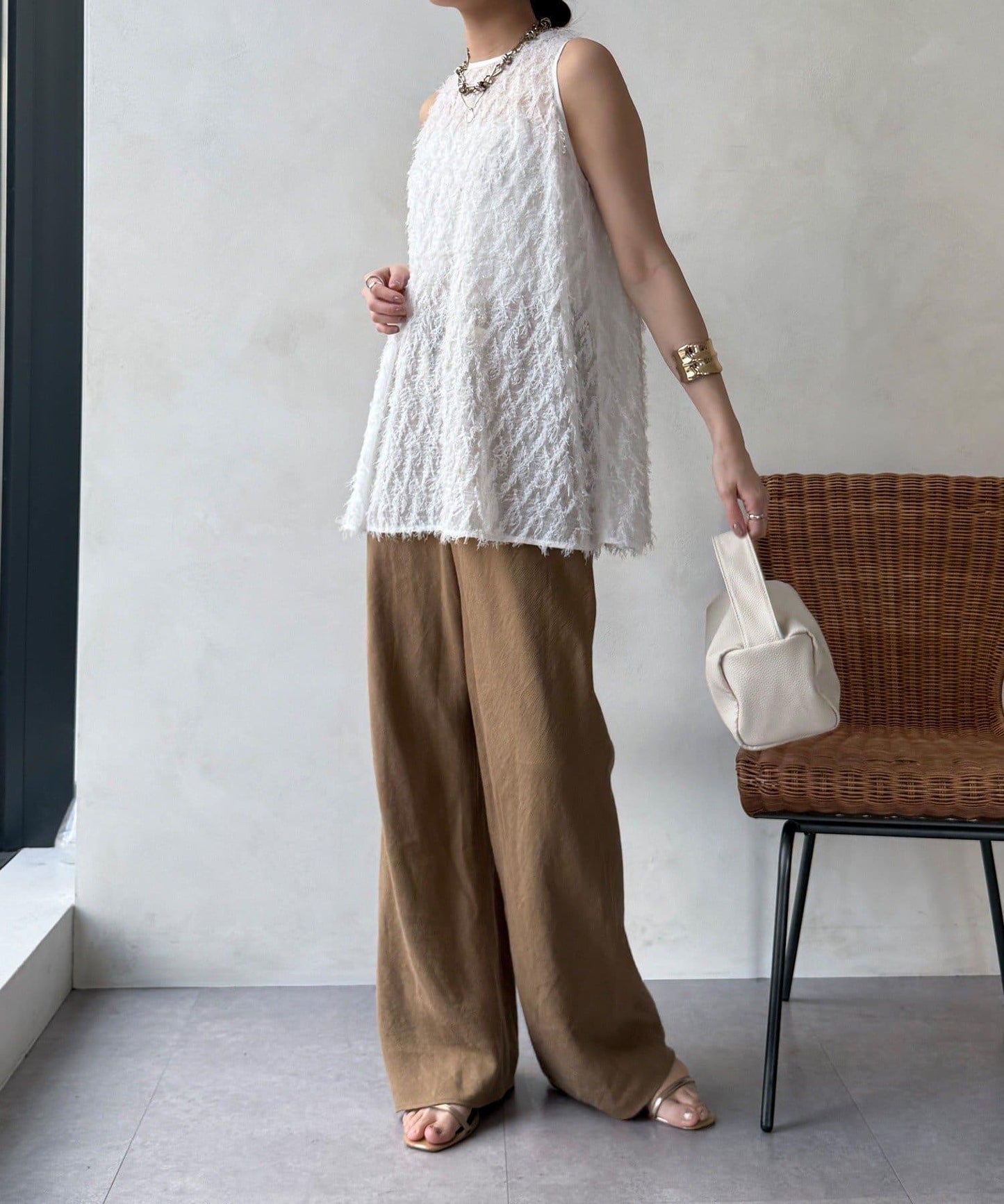 流蘇提花無袖上衣