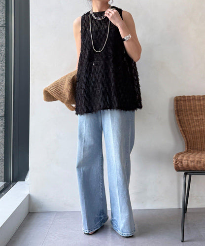 流蘇提花無袖上衣