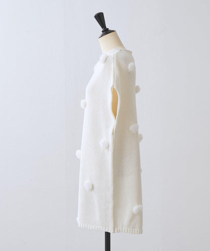 毛球裝飾 法式風格 針織套頭衫