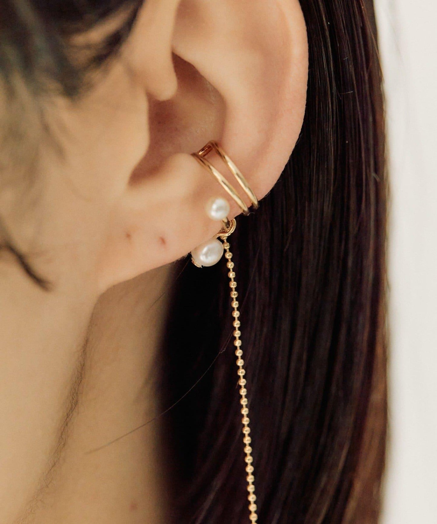 球鏈珍珠設計耳扣