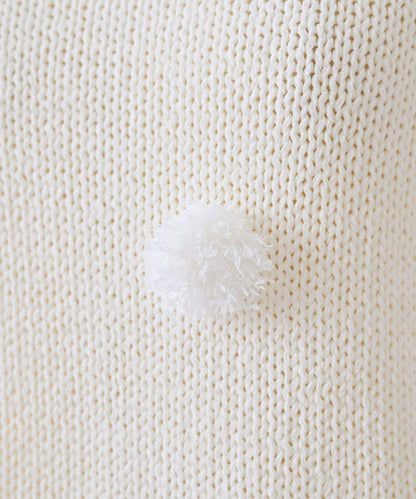 毛球裝飾 法式風格 針織套頭衫