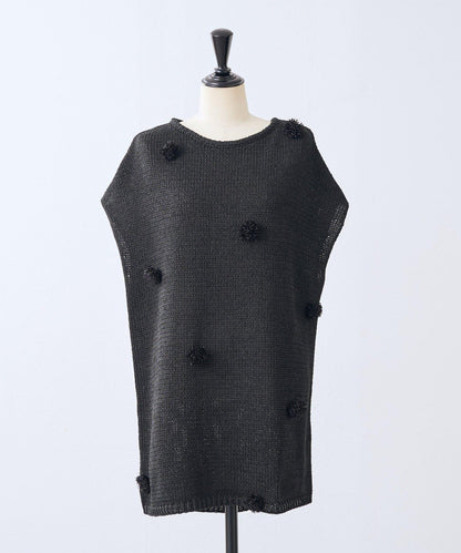 毛球裝飾 法式風格 針織套頭衫