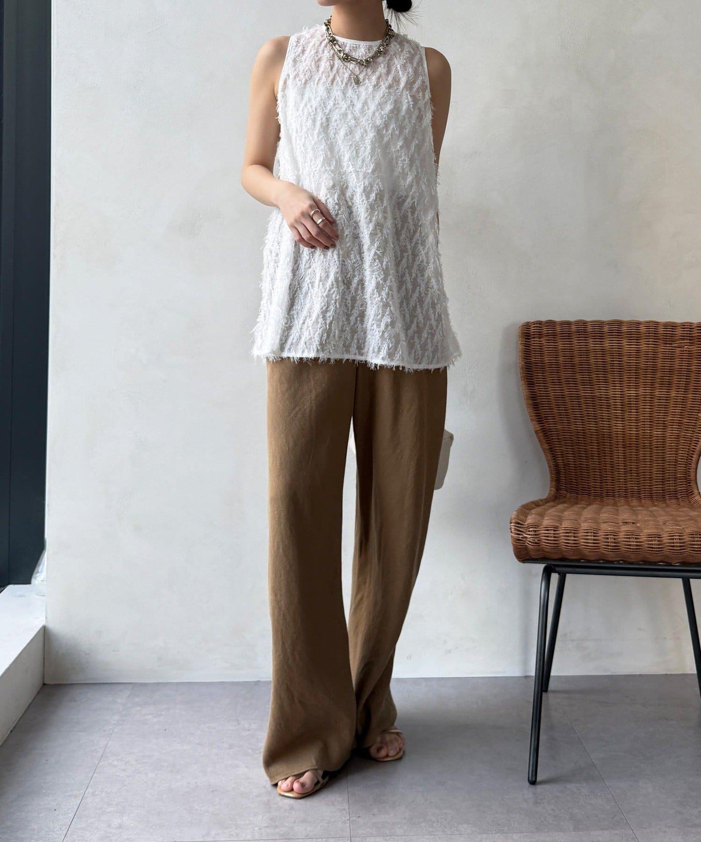 流蘇提花無袖上衣