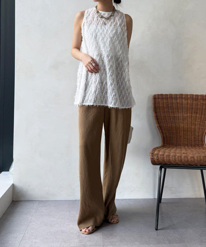 流蘇提花無袖上衣