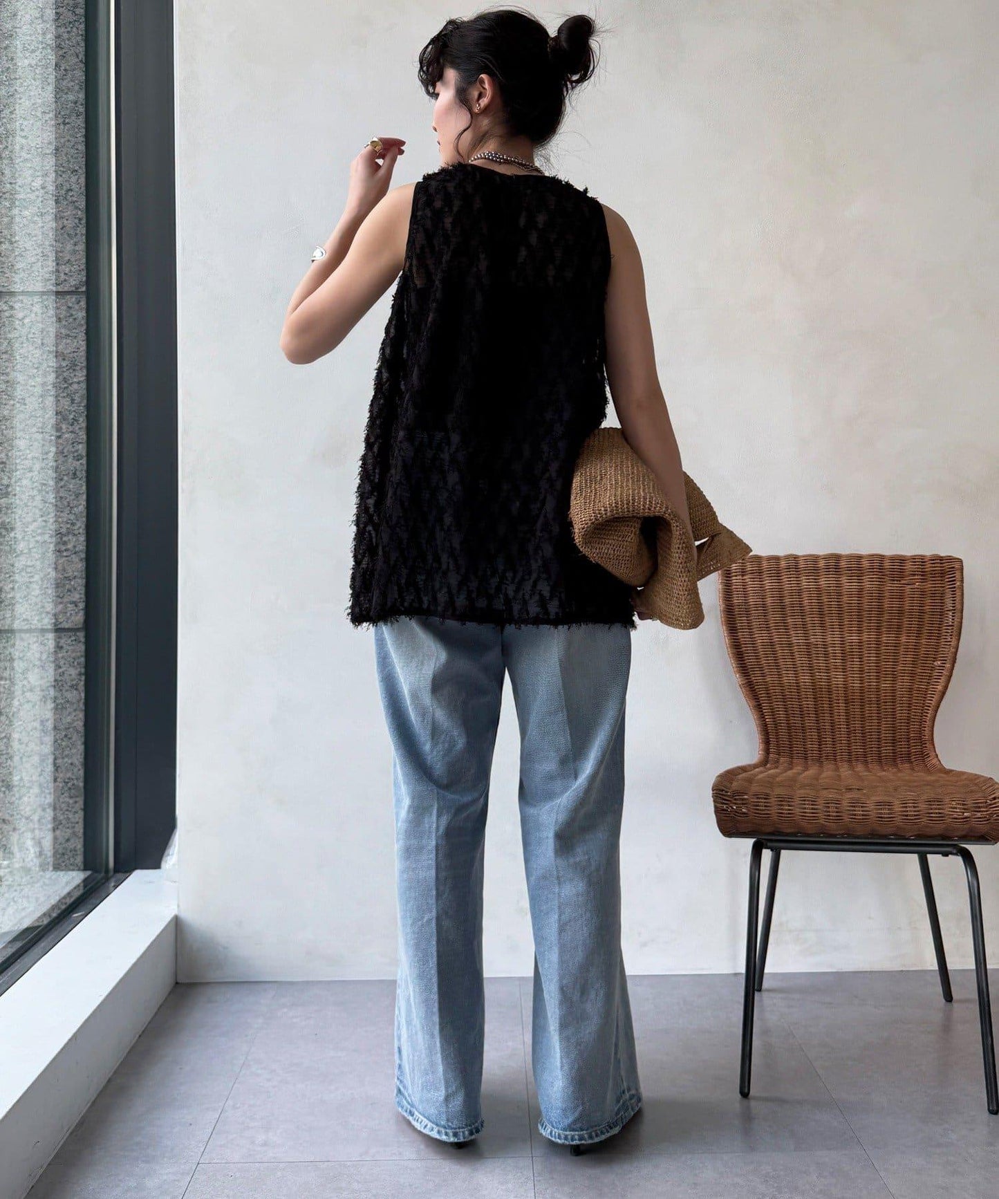 流蘇提花無袖上衣