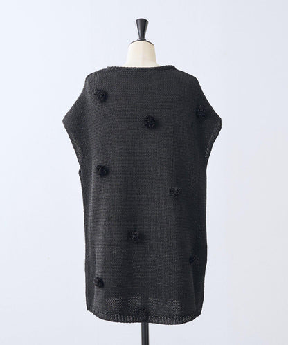 毛球裝飾 法式風格 針織套頭衫