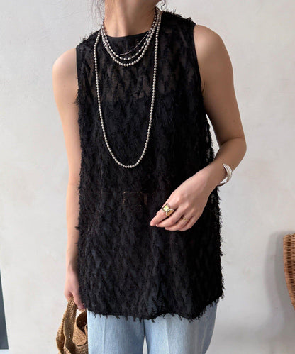 流蘇提花無袖上衣
