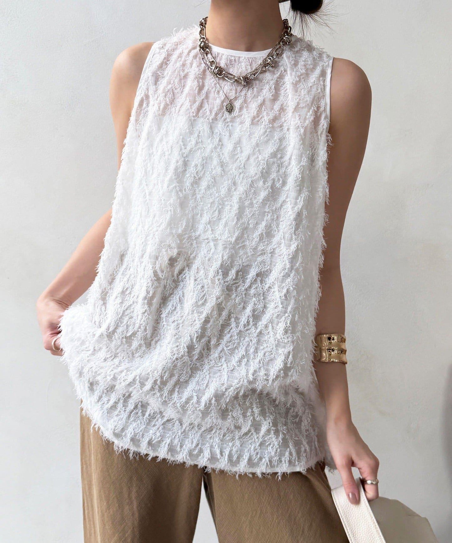 流蘇提花無袖上衣
