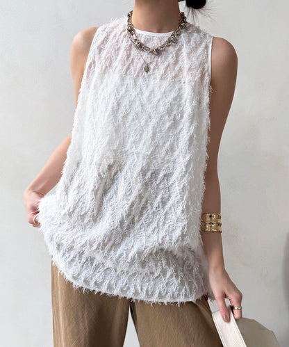 流蘇提花無袖上衣