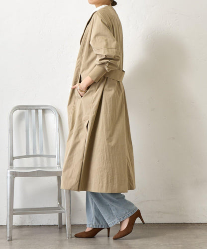 後背帶設計 長款 大衣