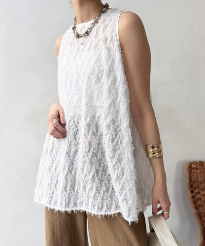 流蘇提花無袖上衣