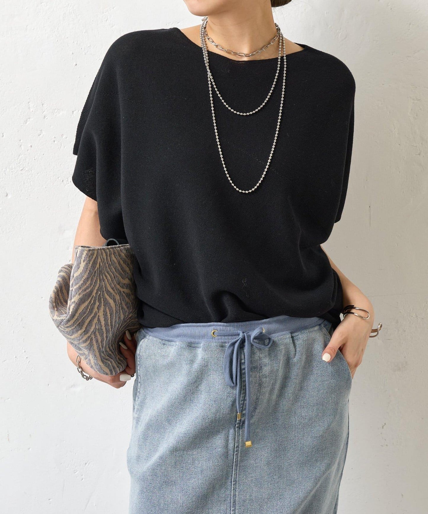 無縫不對稱設計 針織上衣 KN