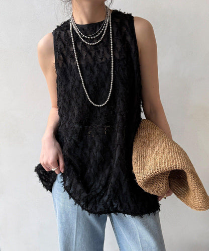 流蘇提花無袖上衣