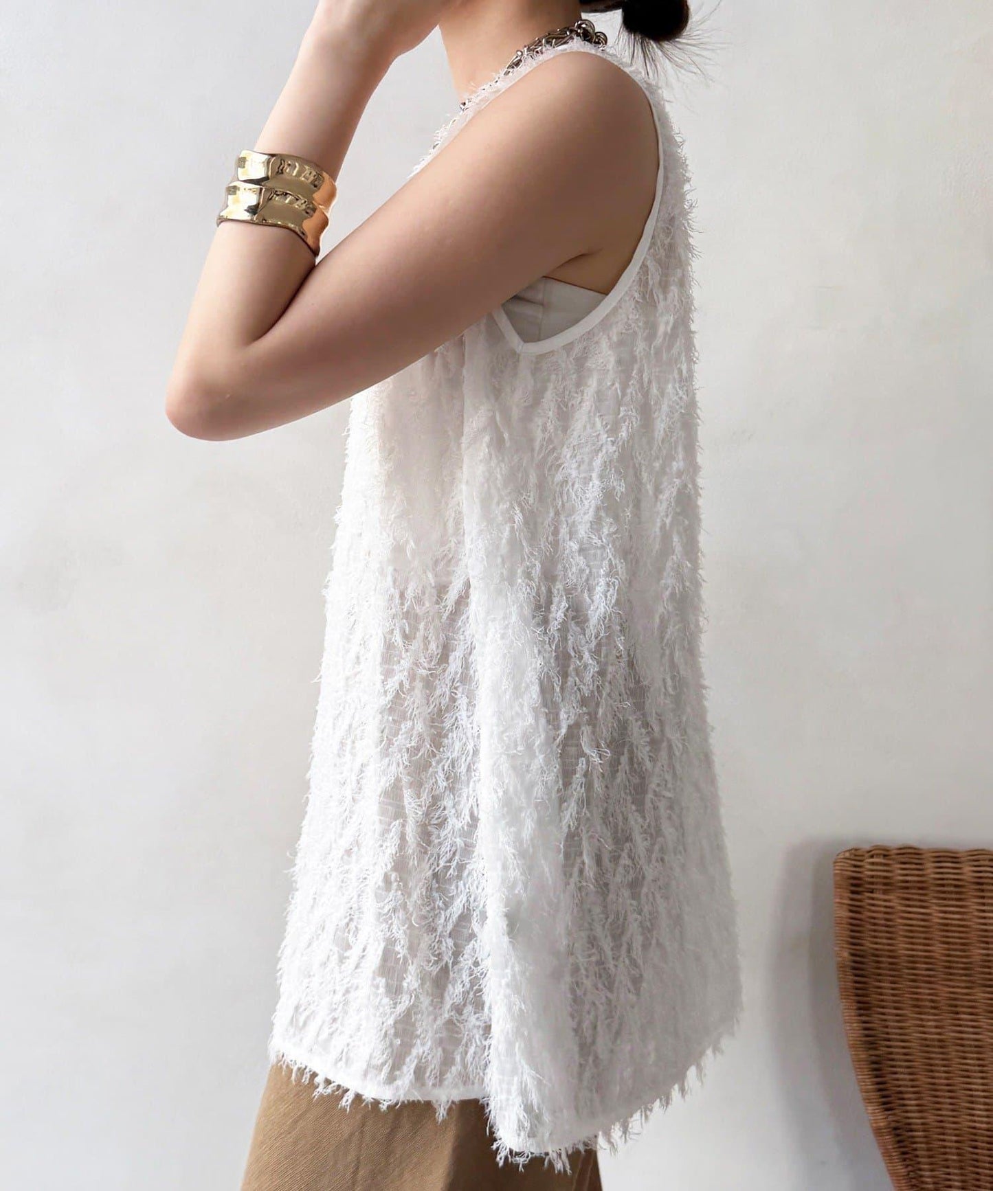 流蘇提花無袖上衣