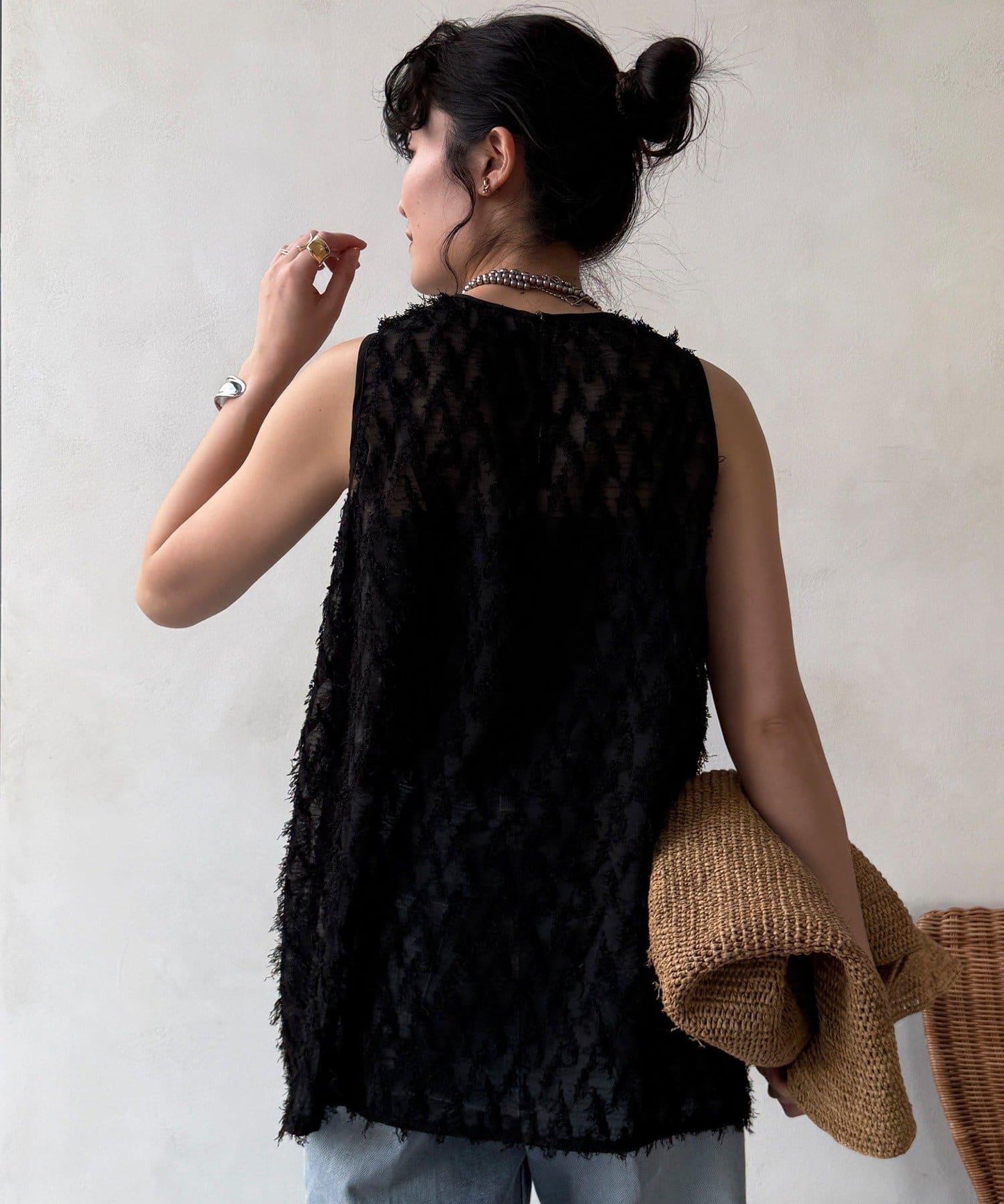 流蘇提花無袖上衣