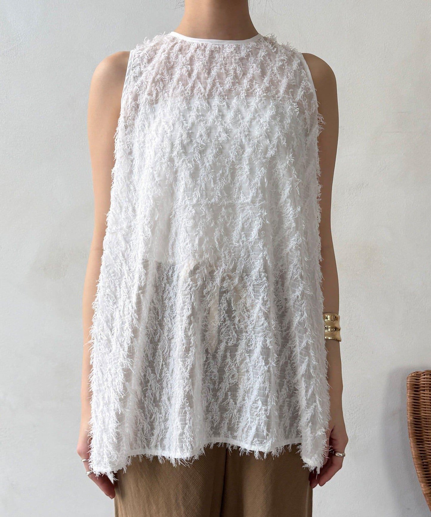 流蘇提花無袖上衣