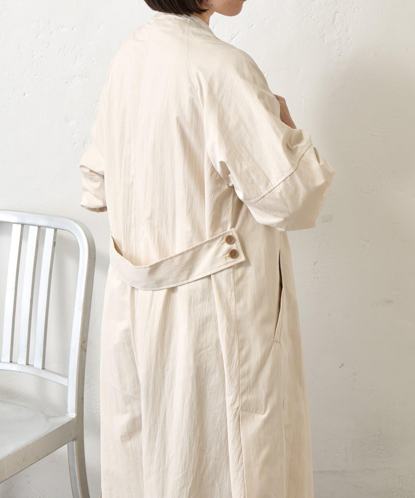 後背帶設計 長款 大衣
