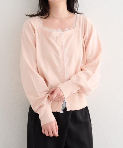 蕾絲方領 針織開衫（4色可選）