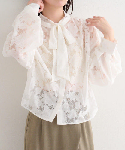 蕾絲蝴蝶結設計襯衫 B款