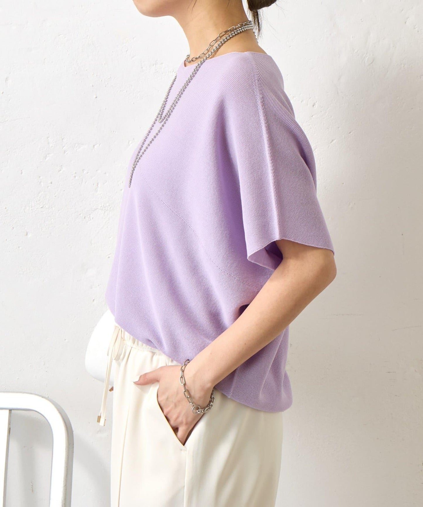 無縫不對稱設計 針織上衣 KN