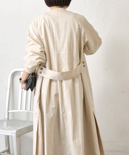 後背帶設計 長款 大衣