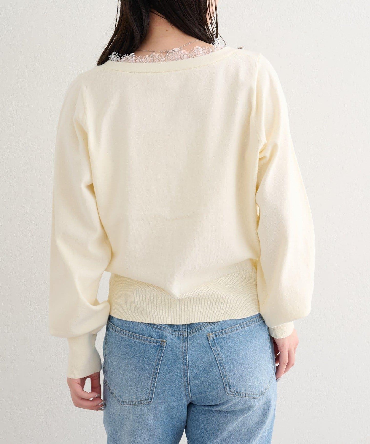 蕾絲方領 針織開衫（4色可選）