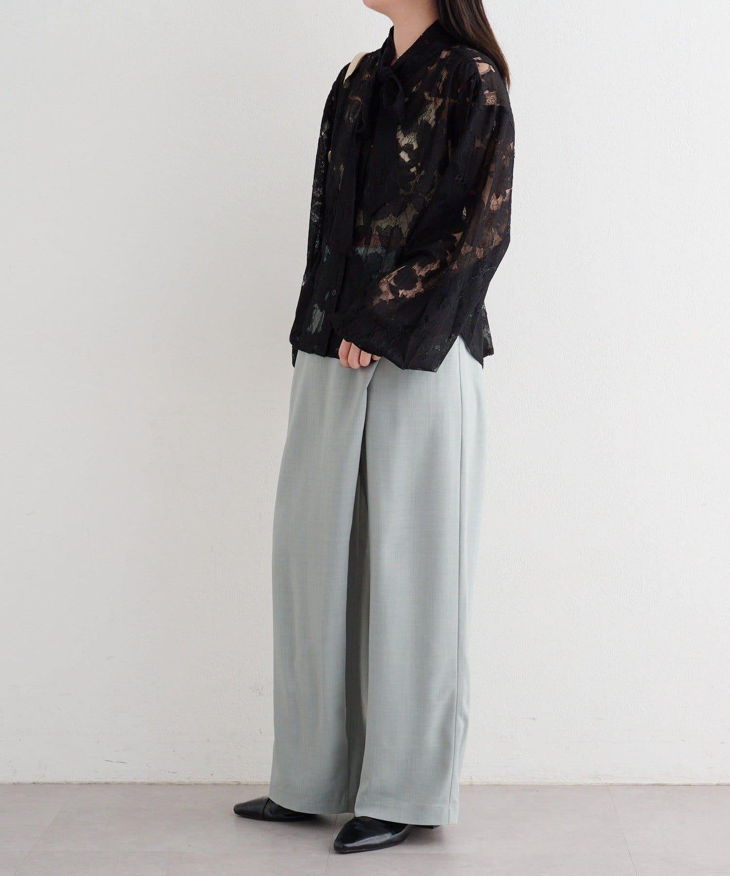 蕾絲蝴蝶結設計襯衫 B款