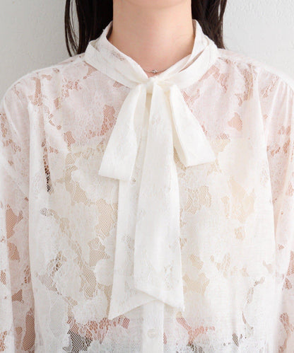 蕾絲蝴蝶結設計襯衫 B款