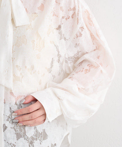 蕾絲蝴蝶結設計襯衫 B款