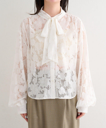 蕾絲蝴蝶結設計襯衫 B款