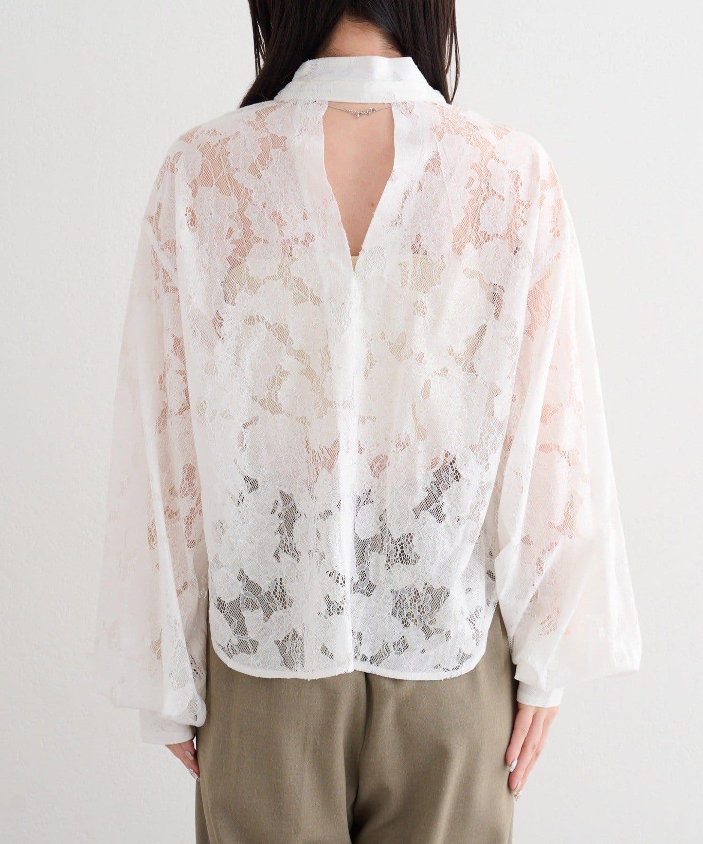 蕾絲蝴蝶結設計襯衫 B款