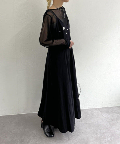 寶石裝飾吊帶連衣裙