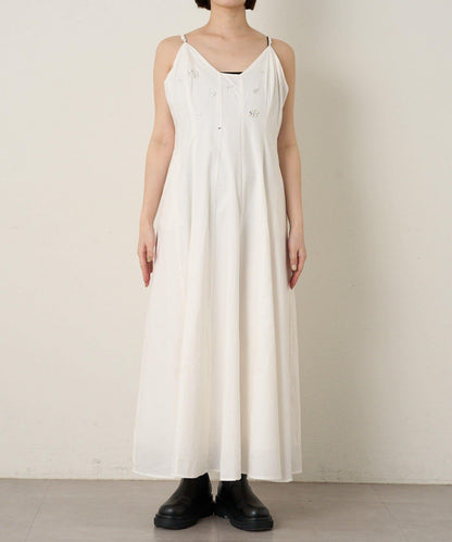 寶石裝飾吊帶連衣裙