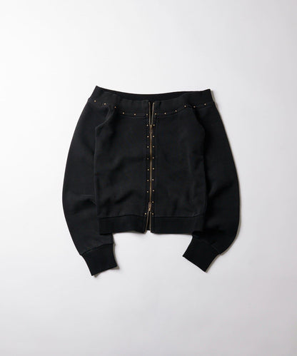 前拉鍊鉚釘露肩上衣