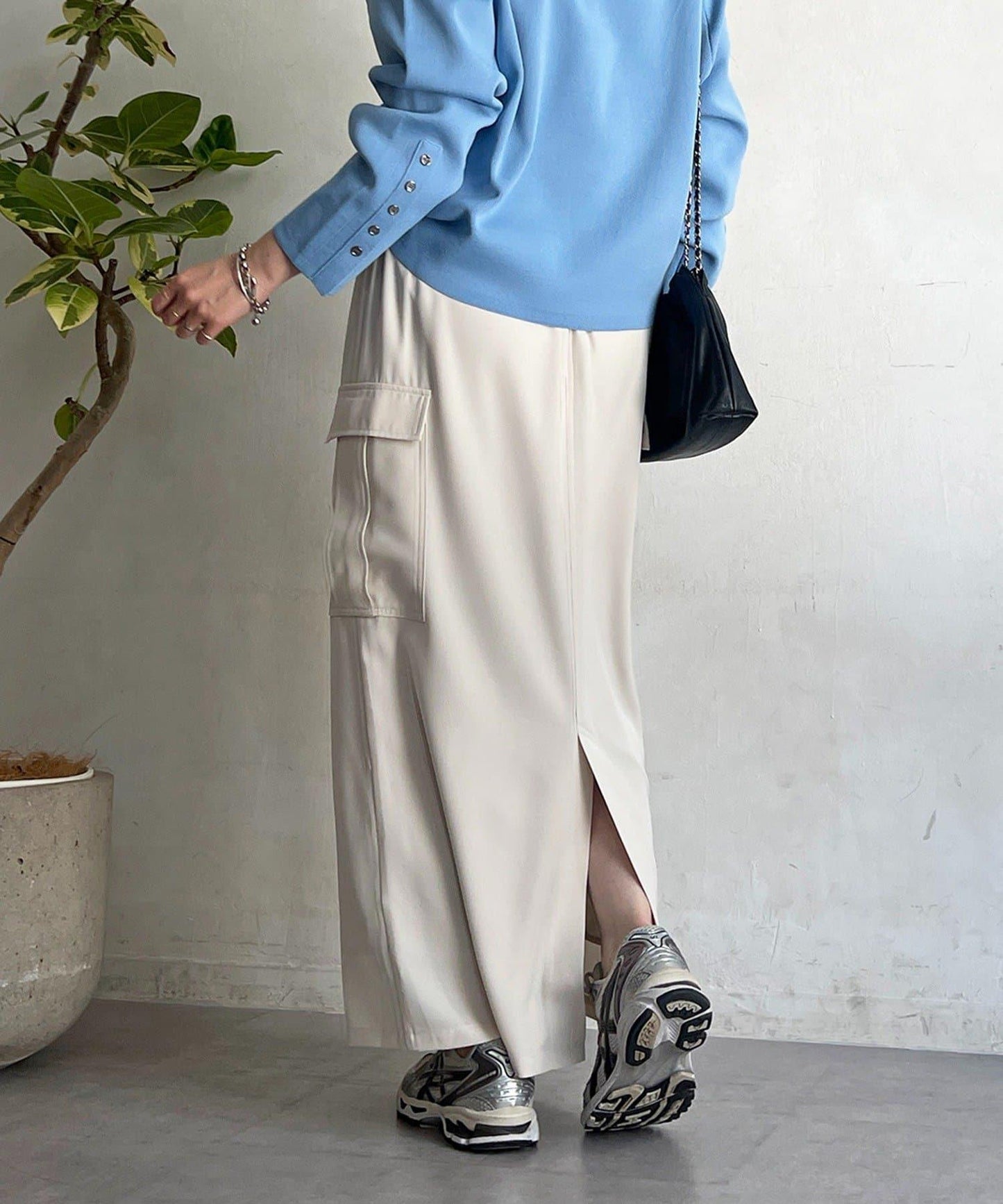 前扣窄身設計半身裙