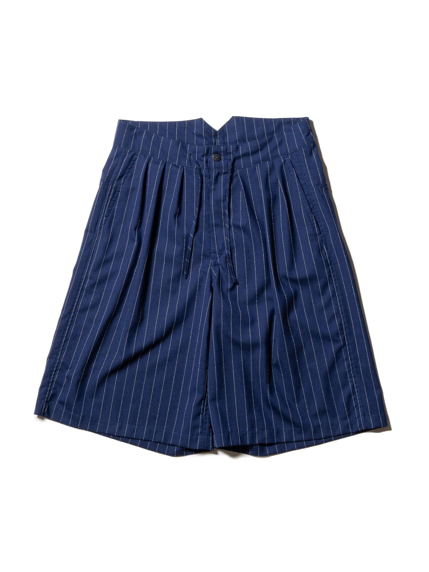 羊毛緞面粉筆條紋 RESEARCHED 3/4 EASY SLACKS 休閒褲