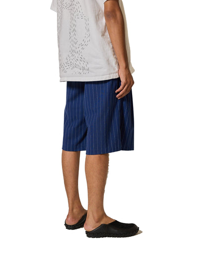 羊毛緞面粉筆條紋 RESEARCHED 3/4 EASY SLACKS 休閒褲