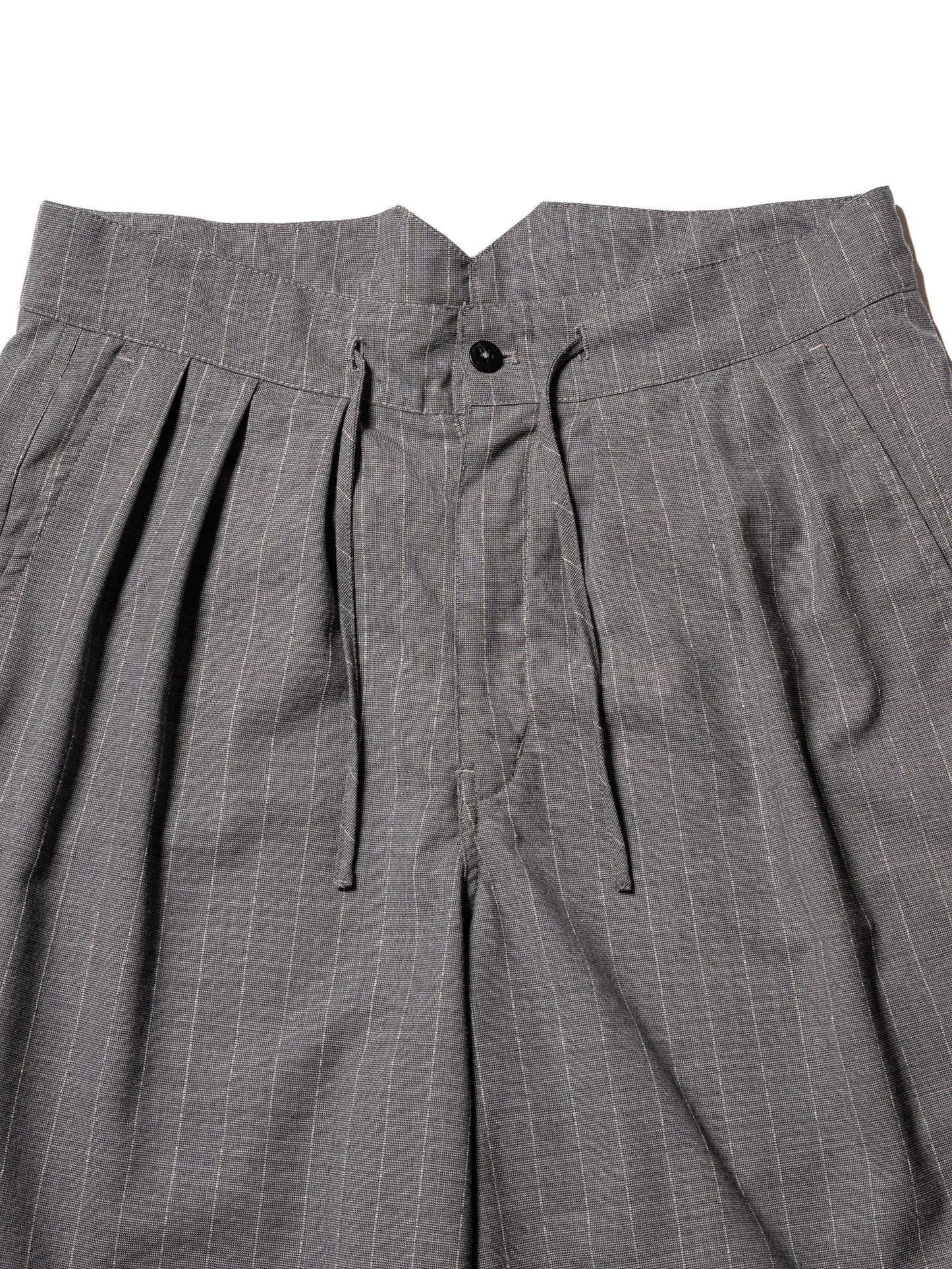 羊毛緞面粉筆條紋 RESEARCHED 3/4 EASY SLACKS 休閒褲