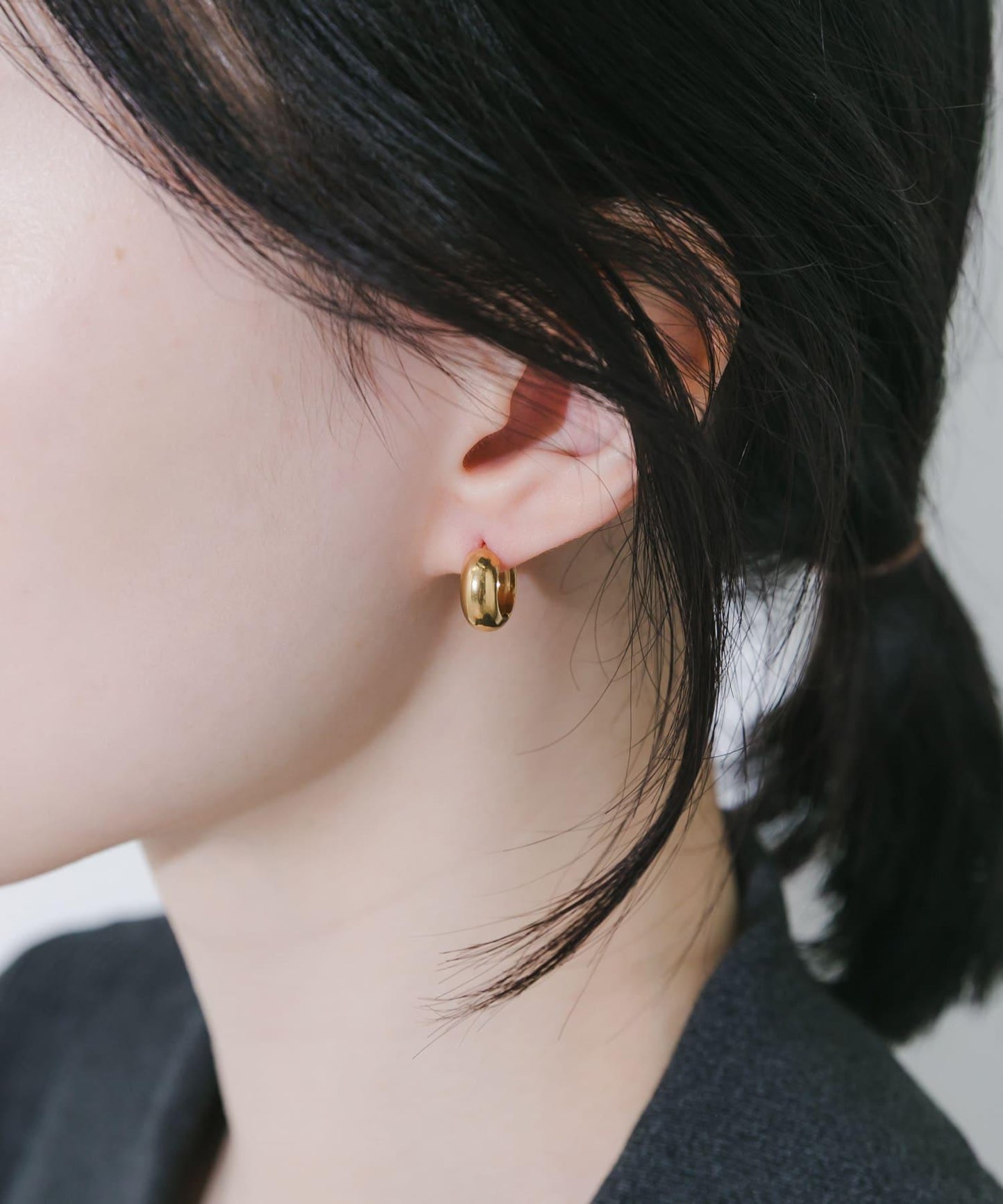 不鏽鋼 飽滿迷你圓環耳環